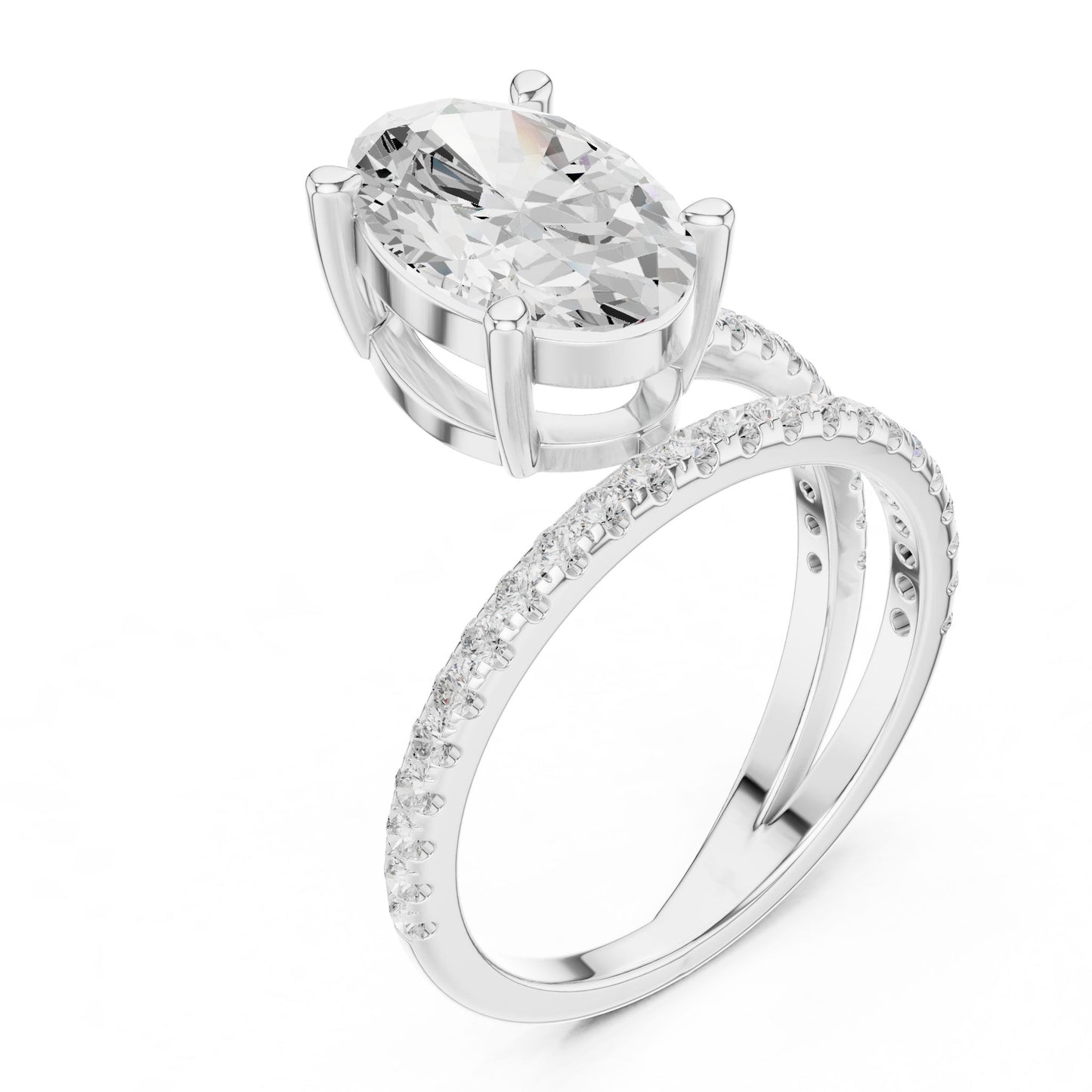 Oval Lab Grown Diamond Pave Engagement Ring