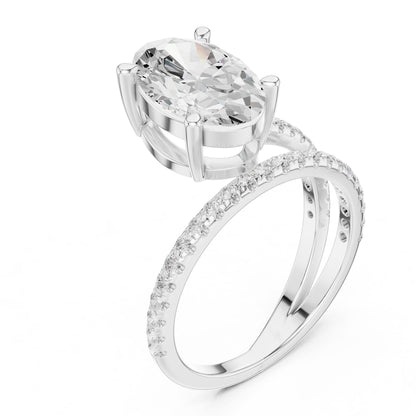 Oval Lab Grown Diamond Pave Engagement Ring