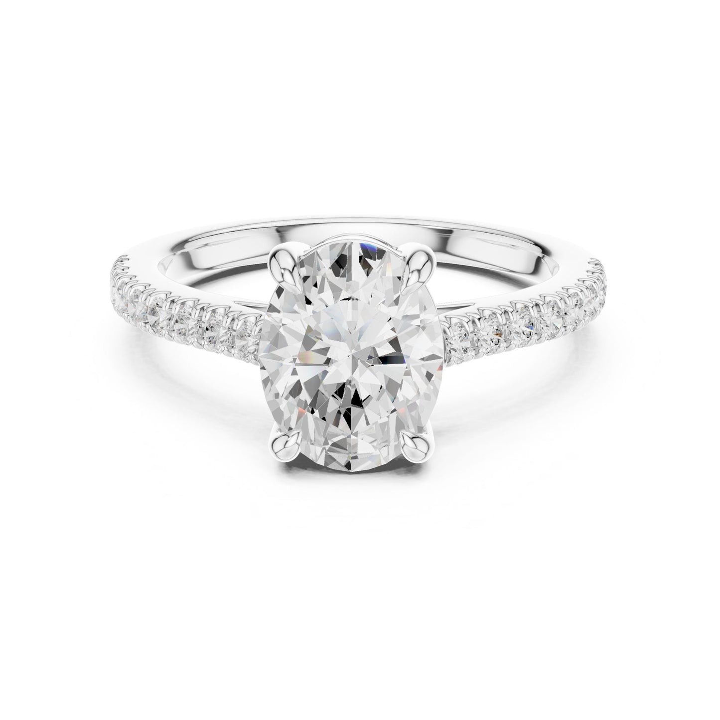 Oval Lab Grown Diamond Pave Engagement Ring
