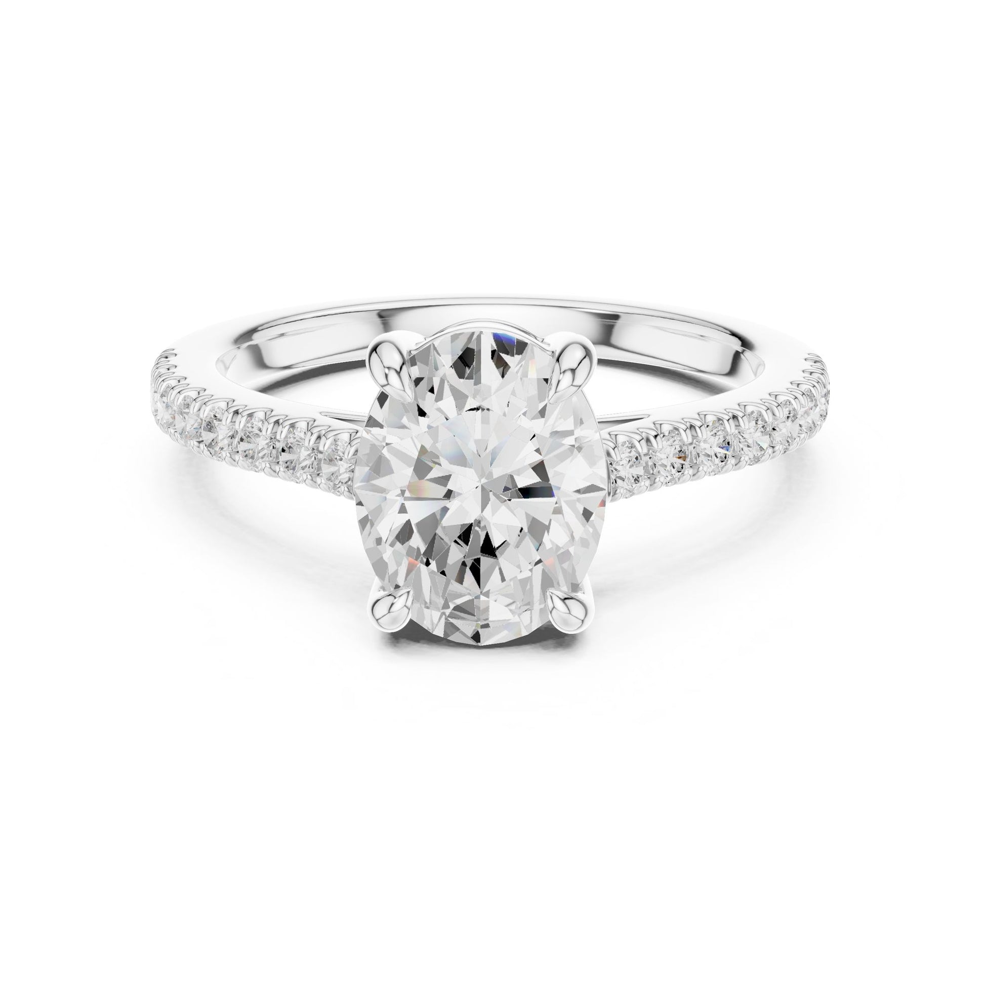 Oval Lab Grown Diamond Pave Engagement Ring