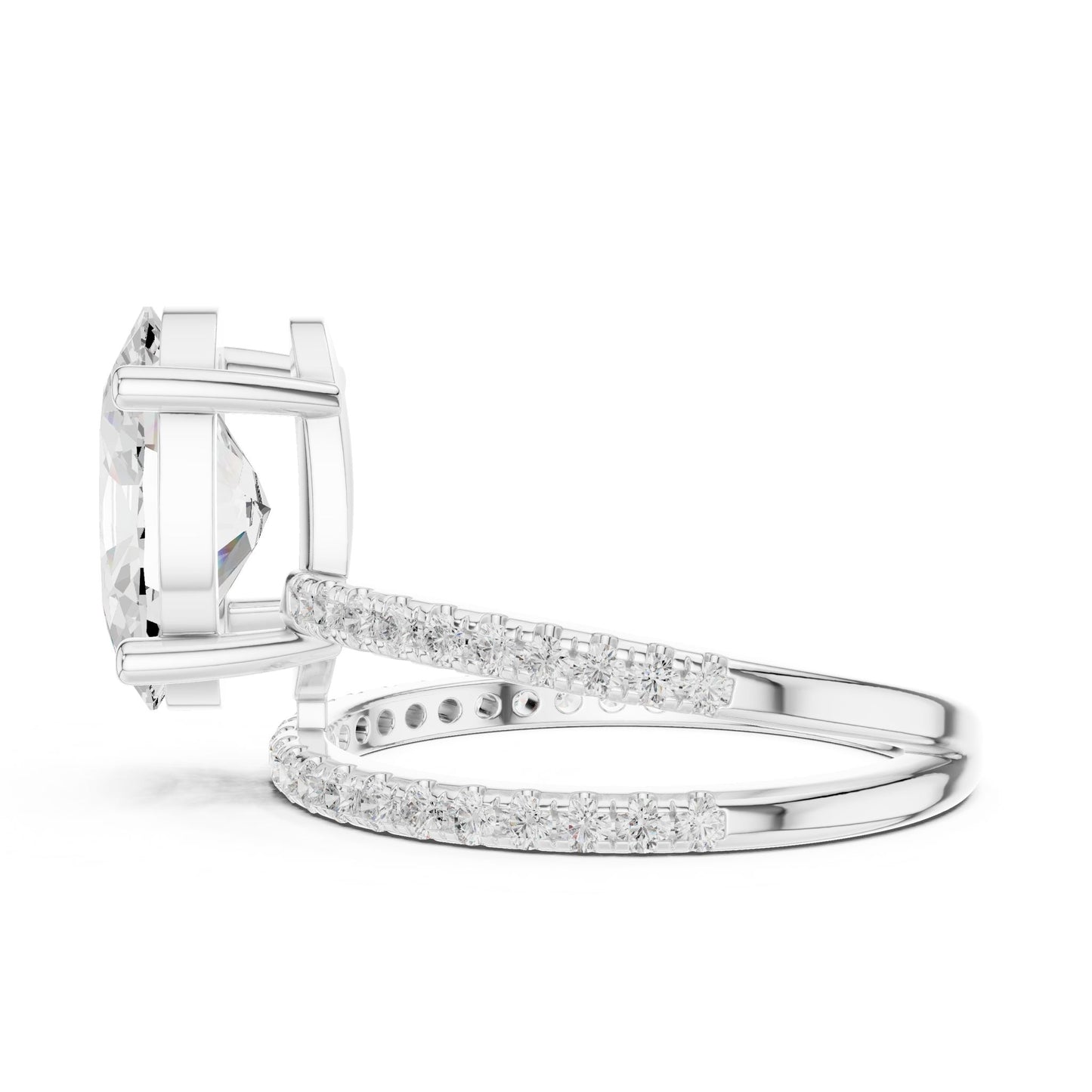 Oval Lab Grown Diamond Pave Engagement Ring