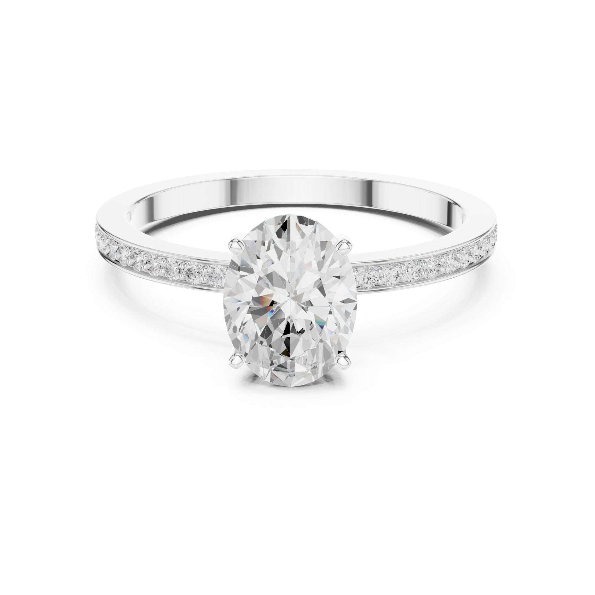 Oval Lab Grown Diamond Pave Engagement Ring