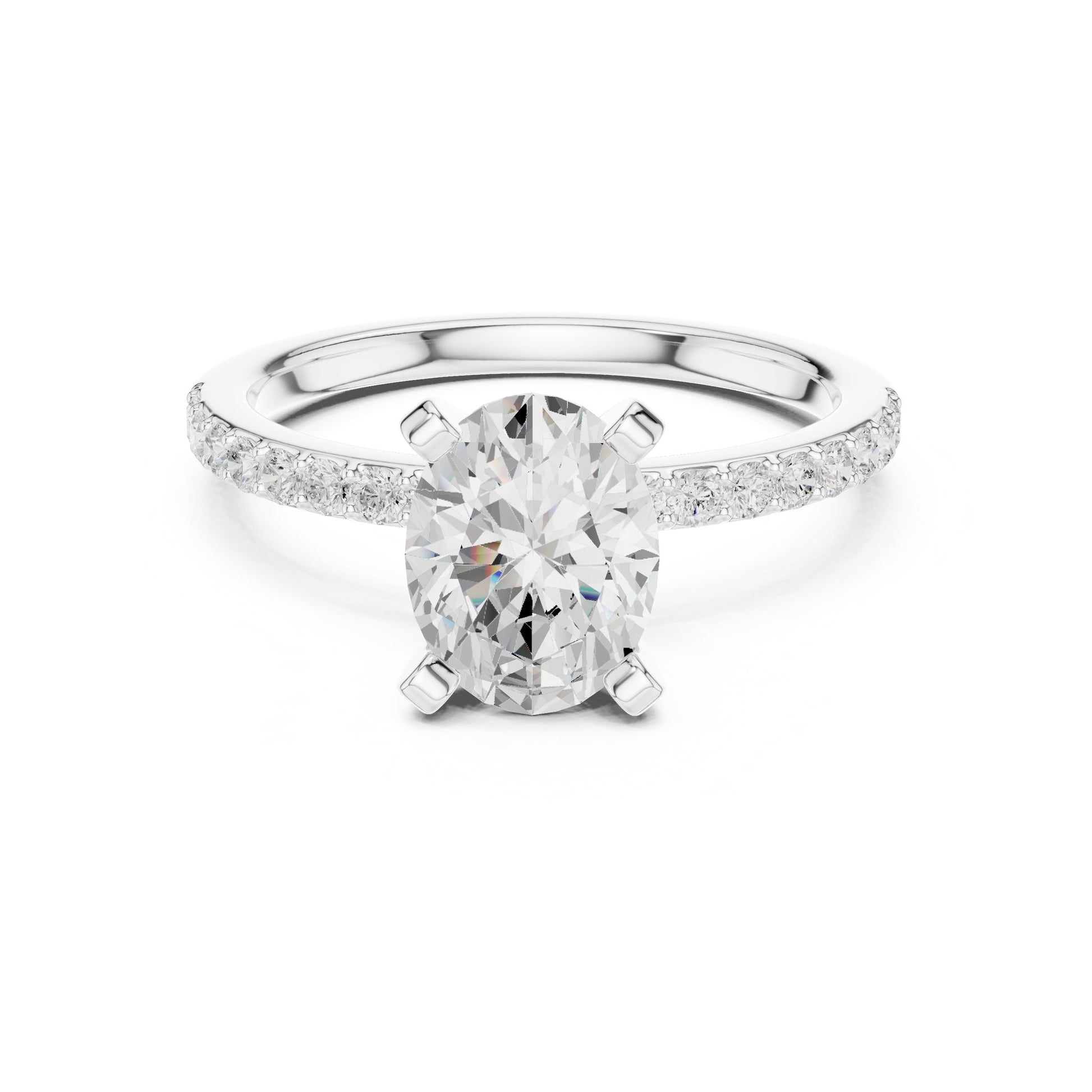 Oval Lab Grown Diamond Pave Engagement Ring
