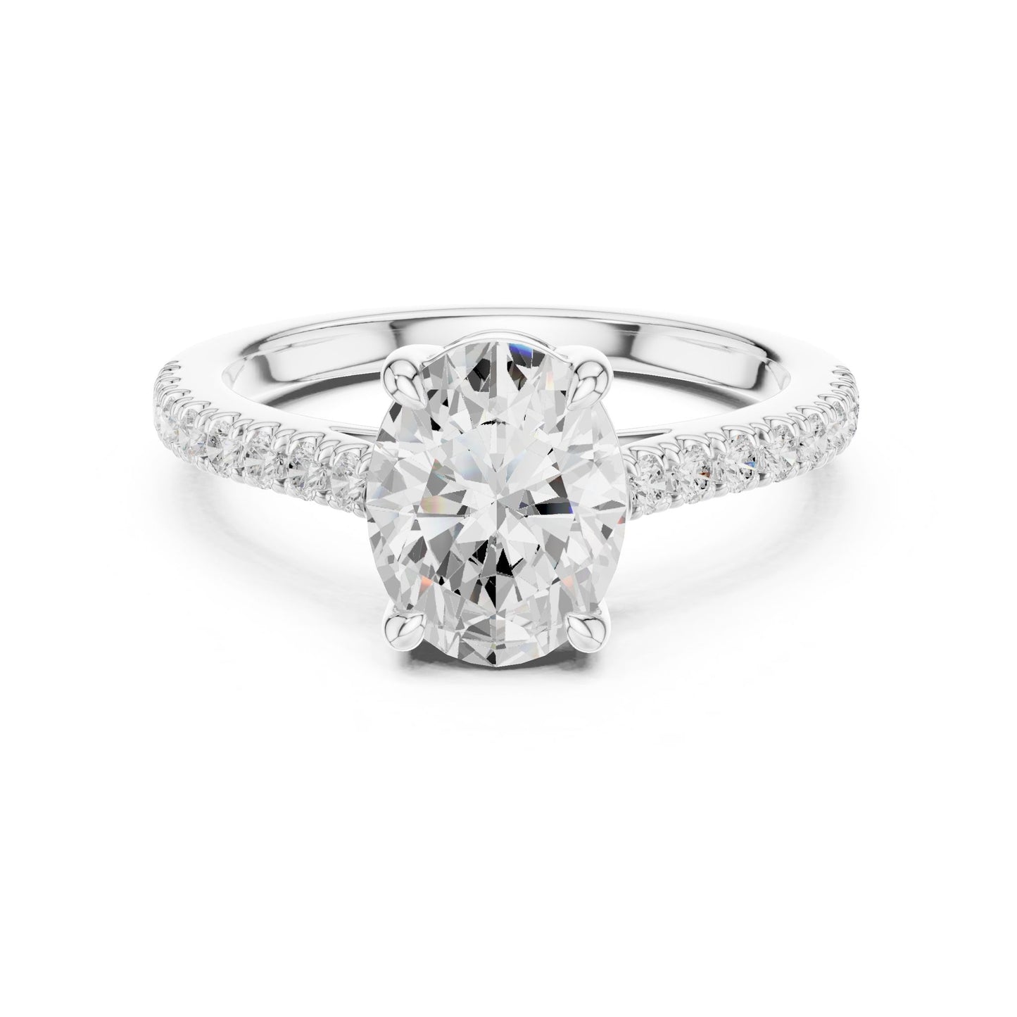 Oval Lab Grown Diamond Pave Engagement Ring