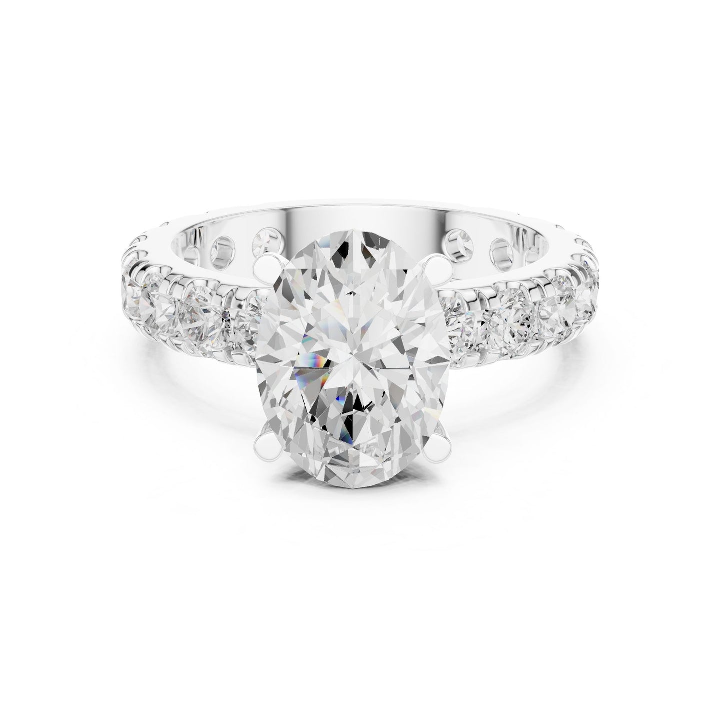 Oval Lab Grown Diamond Pave Engagement Ring