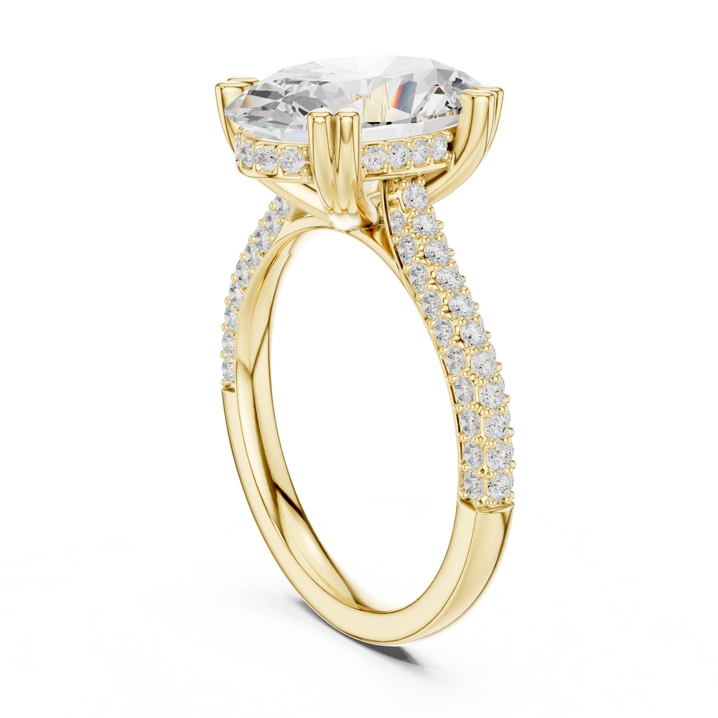 Oval Lab Grown Diamond Pave Engagement Ring