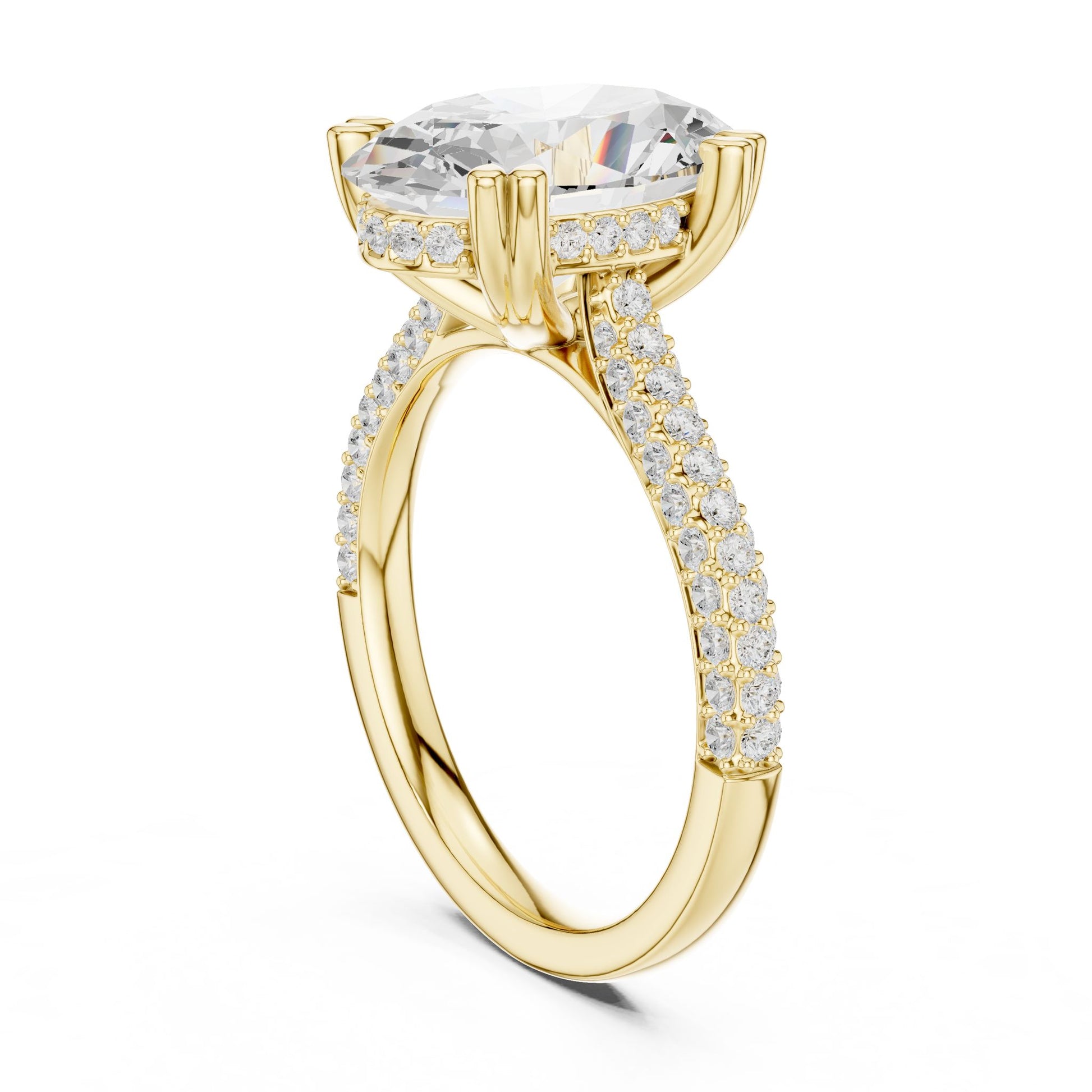 Oval Lab Grown Diamond Pave Engagement Ring