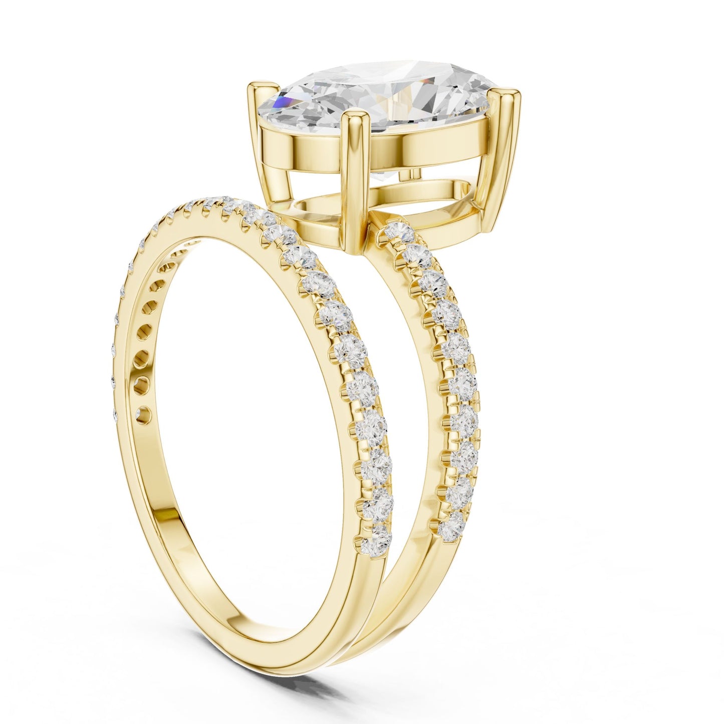 Oval Lab Grown Diamond Pave Engagement Ring