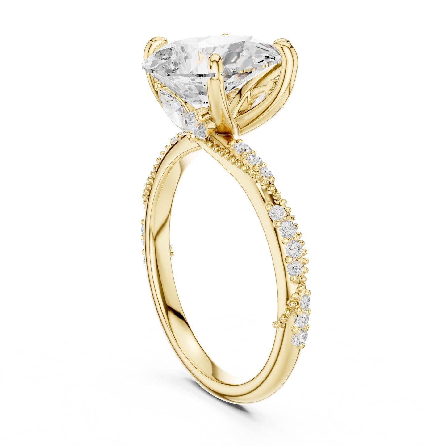 Oval Lab Grown Diamond Pave Engagement Ring