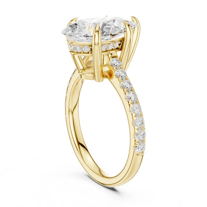 Oval Lab Grown Diamond Pave Engagement Ring
