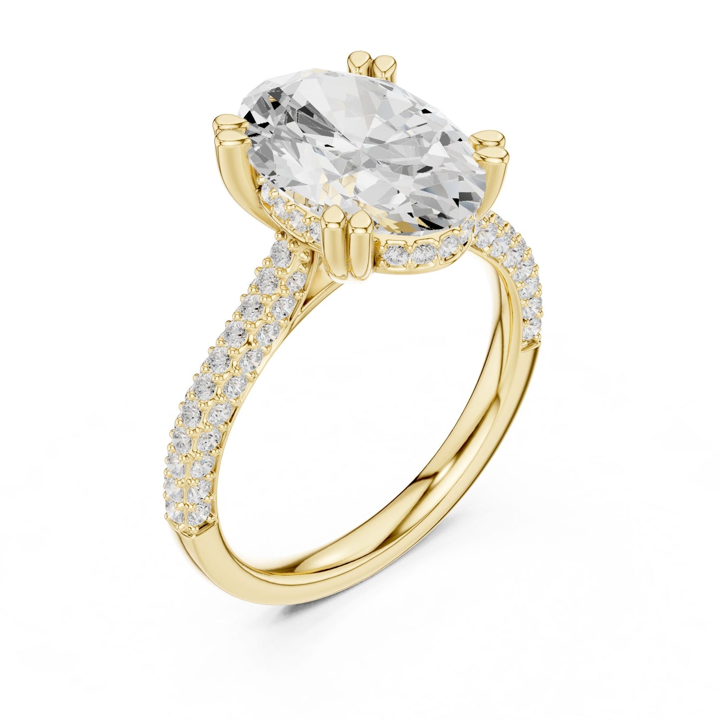 Oval Lab Grown Diamond Pave Engagement Ring