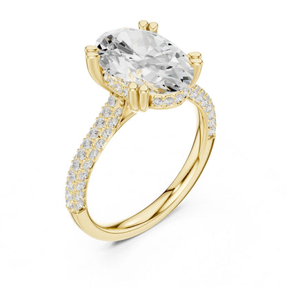 Oval Lab Grown Diamond Pave Engagement Ring