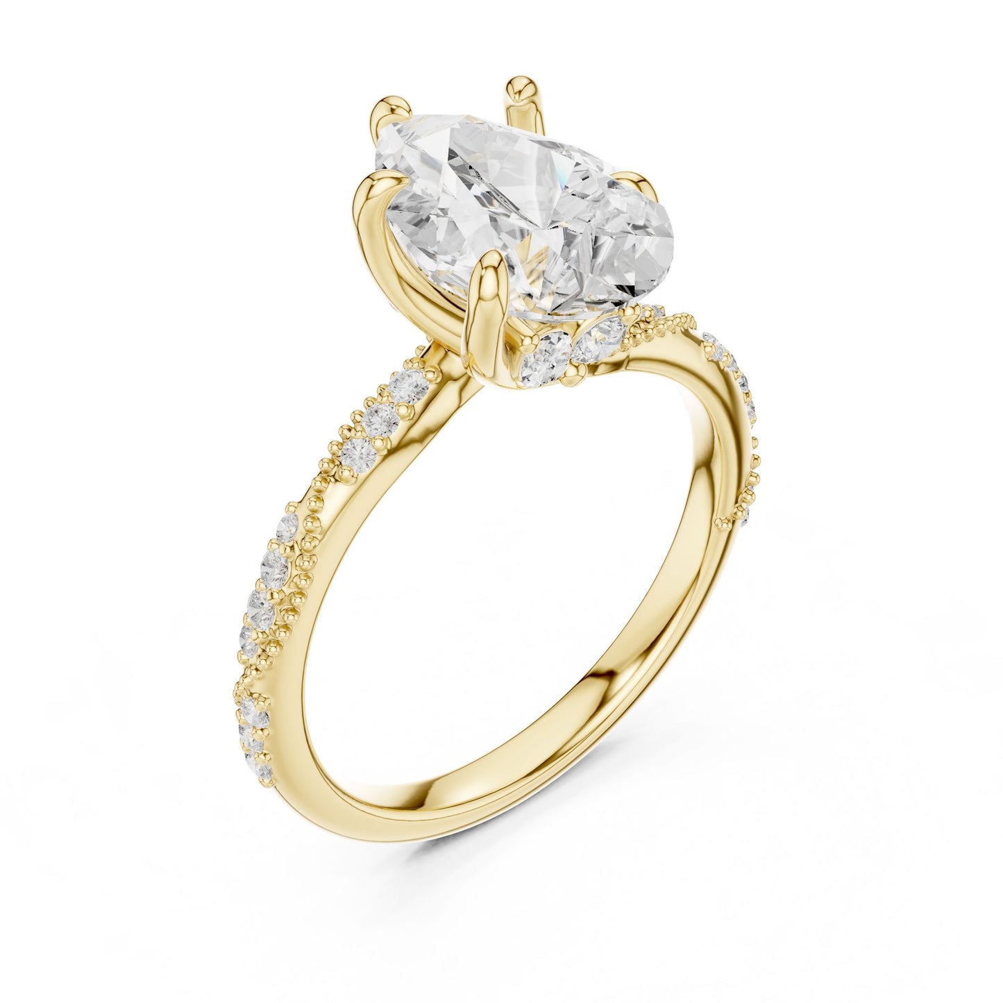 Oval Lab Grown Diamond Pave Engagement Ring