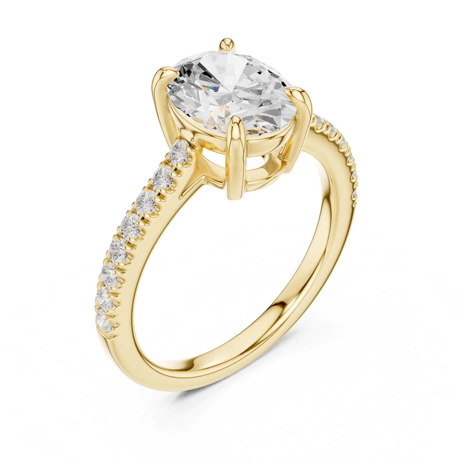 Oval Lab Grown Diamond Pave Engagement Ring