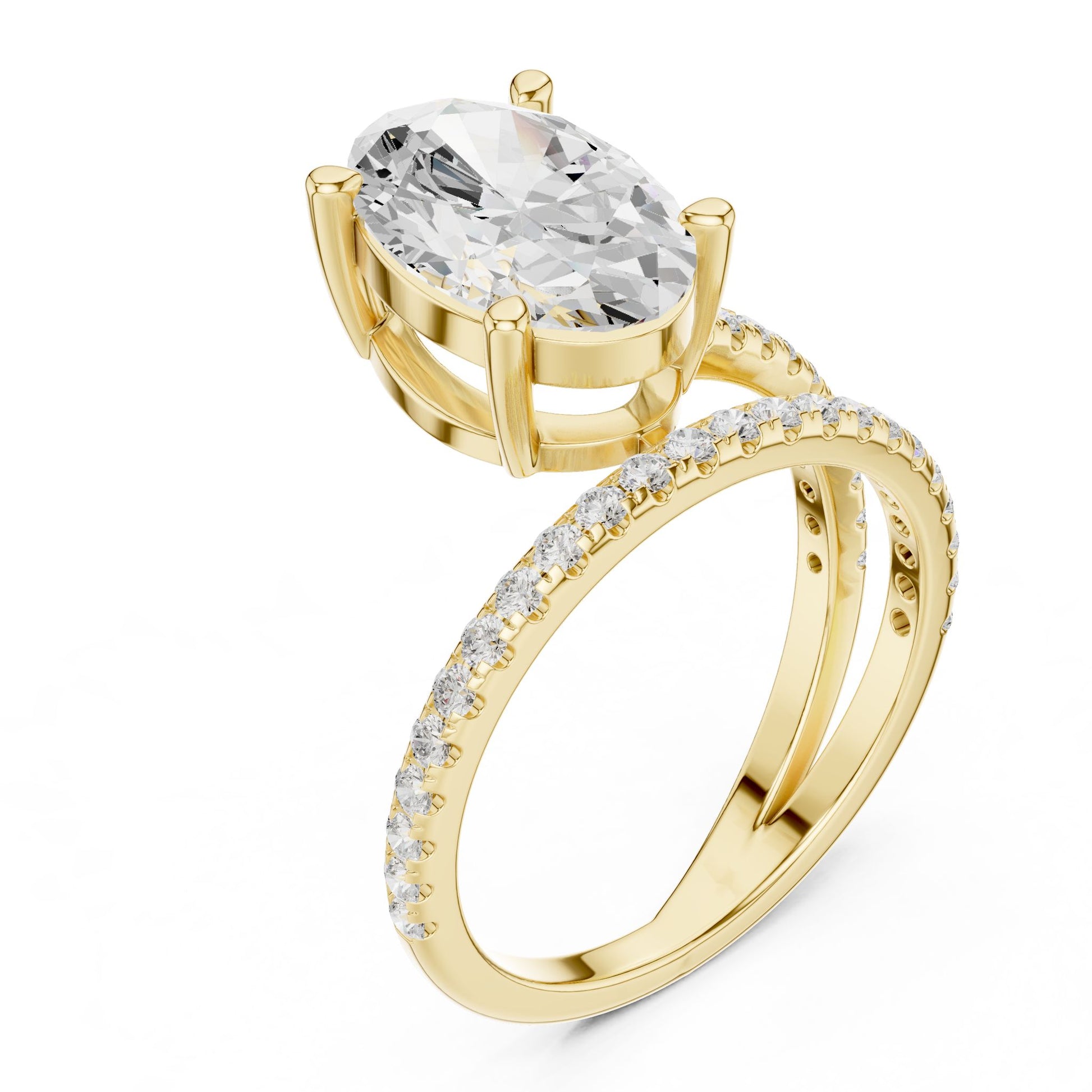 Oval Lab Grown Diamond Pave Engagement Ring