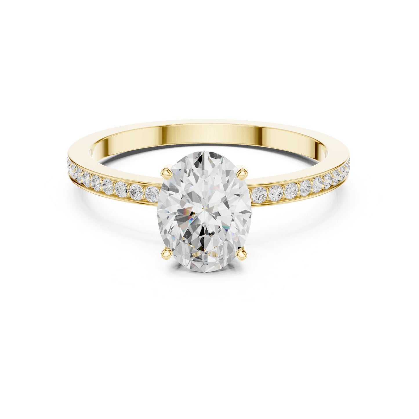 Oval Lab Grown Diamond Pave Engagement Ring