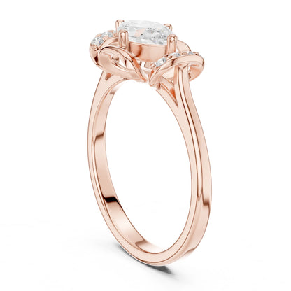 Oval Lab Grown Diamond Side-Stone Engagement Ring