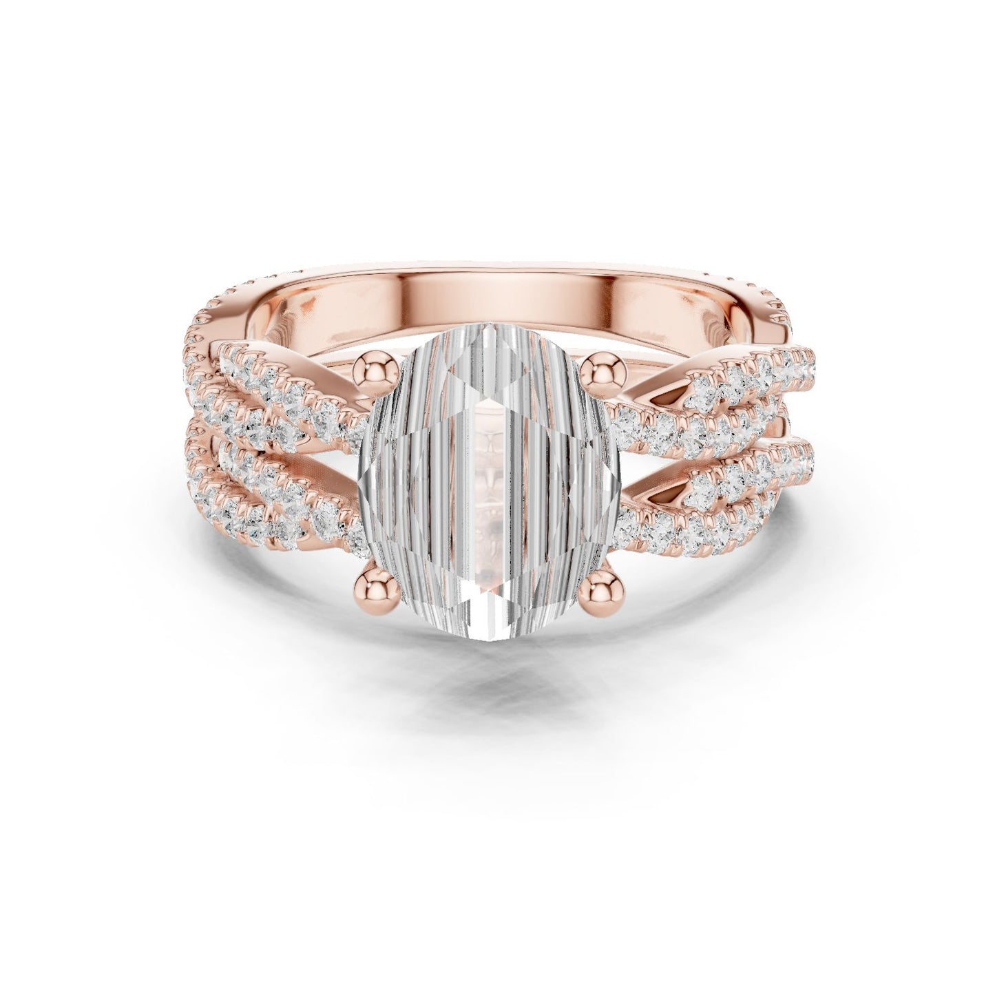 Oval Lab Grown Diamond Side-Stone Engagement Ring