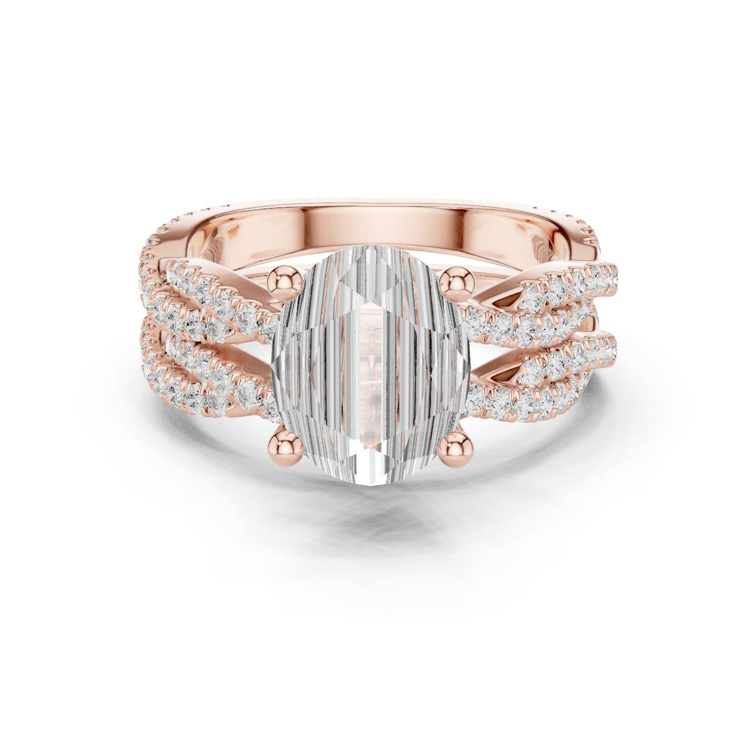Oval Lab Grown Diamond Side-Stone Engagement Ring