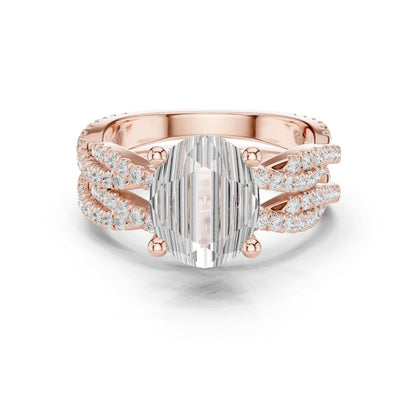 Oval Lab Grown Diamond Side-Stone Engagement Ring