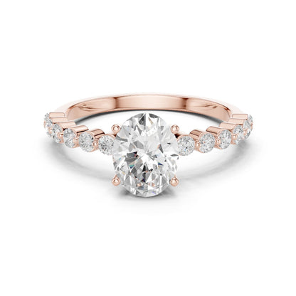 Oval Lab Grown Diamond Side-Stone Engagement Ring
