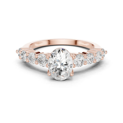 Oval Lab Grown Diamond Side-Stone Engagement Ring