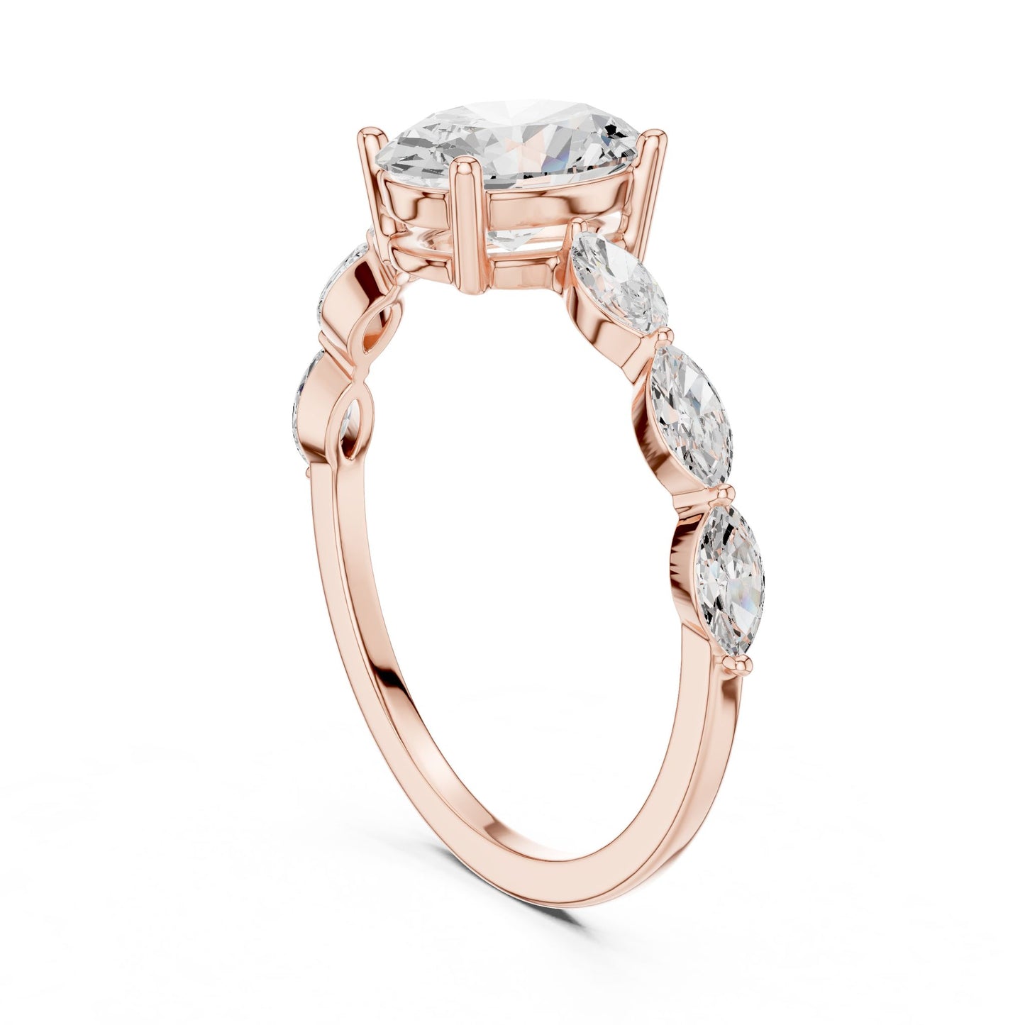Women's Oval Lab Grown Diamond Side-Stone Ring