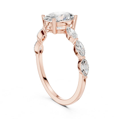Women's Oval Lab Grown Diamond Side-Stone Ring