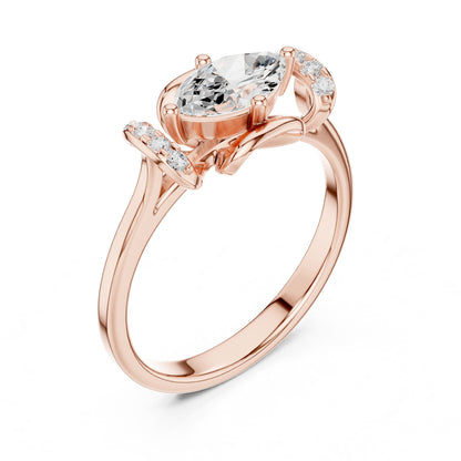 Oval Lab Grown Diamond Side-Stone Engagement Ring