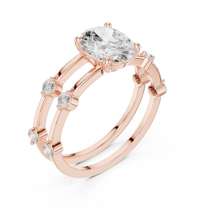Women's Oval Lab Grown Diamond Side-Stone Ring