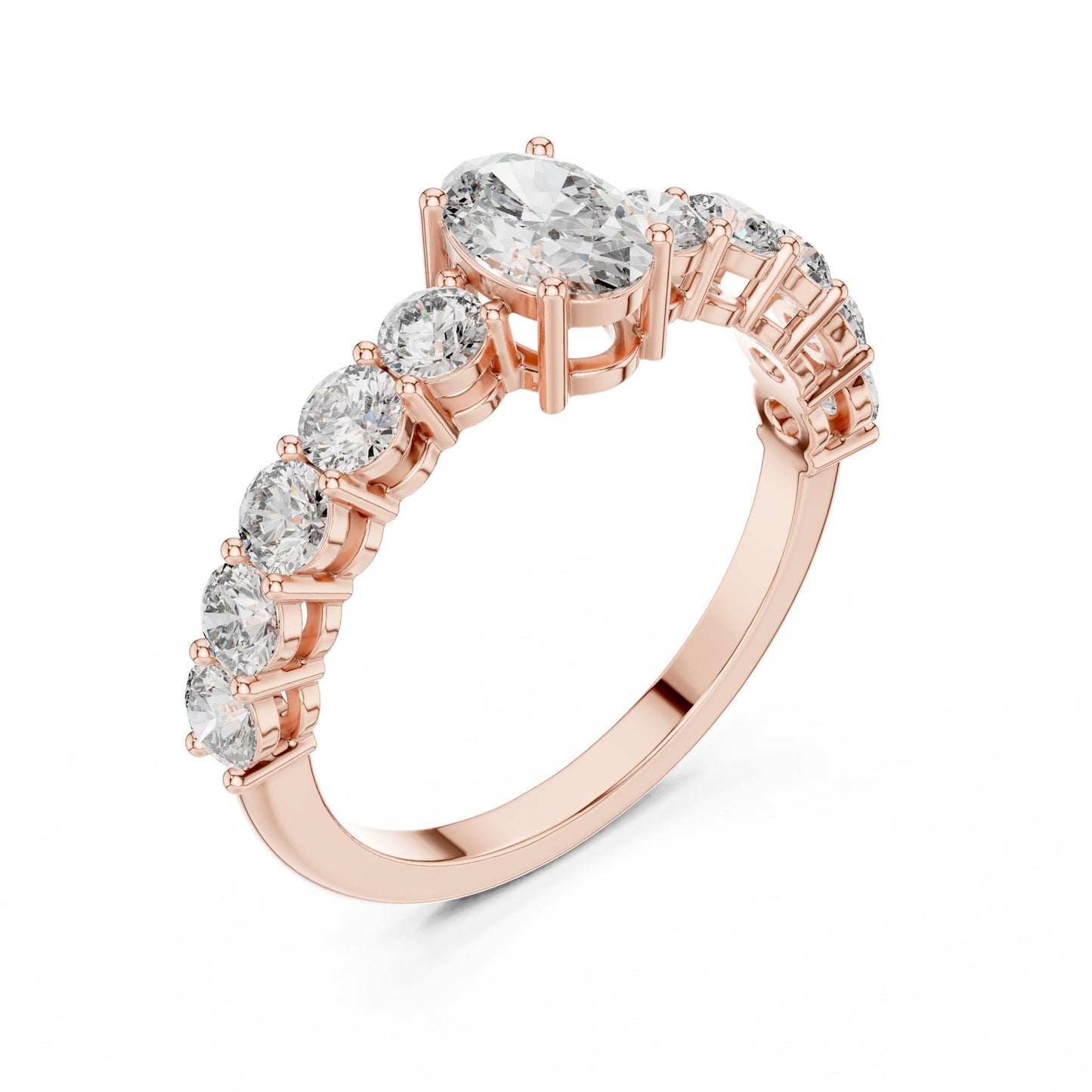 Oval Lab Grown Diamond Side-Stone Engagement Ring