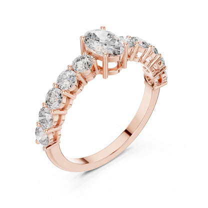 Oval Lab Grown Diamond Side-Stone Engagement Ring
