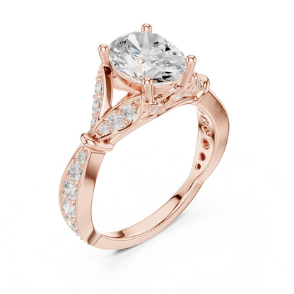 Women's Oval Lab Grown Diamond Side-Stone Ring