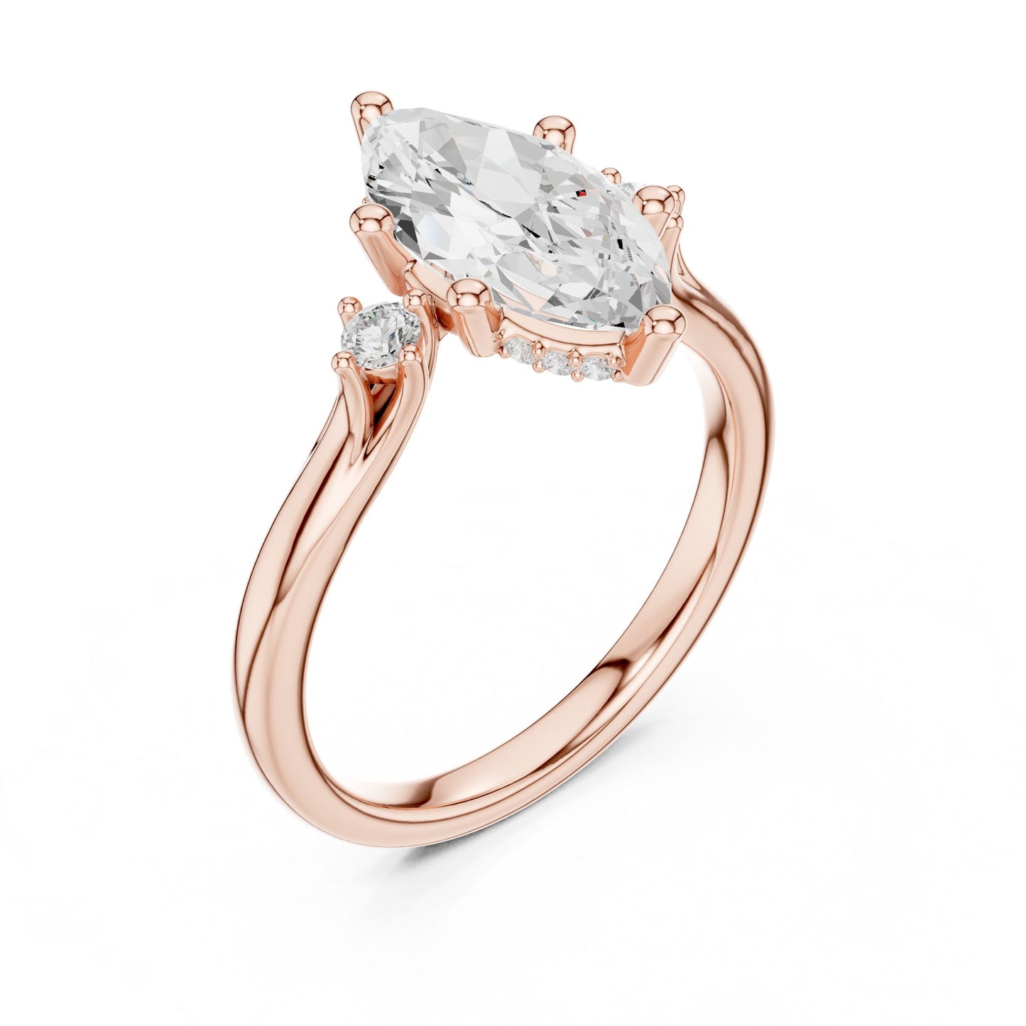 Oval Lab Grown Diamond Side-Stone Engagement Ring