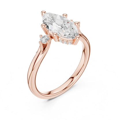 Oval Lab Grown Diamond Side-Stone Engagement Ring