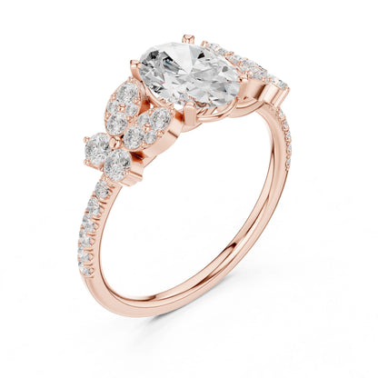 Oval Lab Grown Diamond Side-Stone Engagement Ring