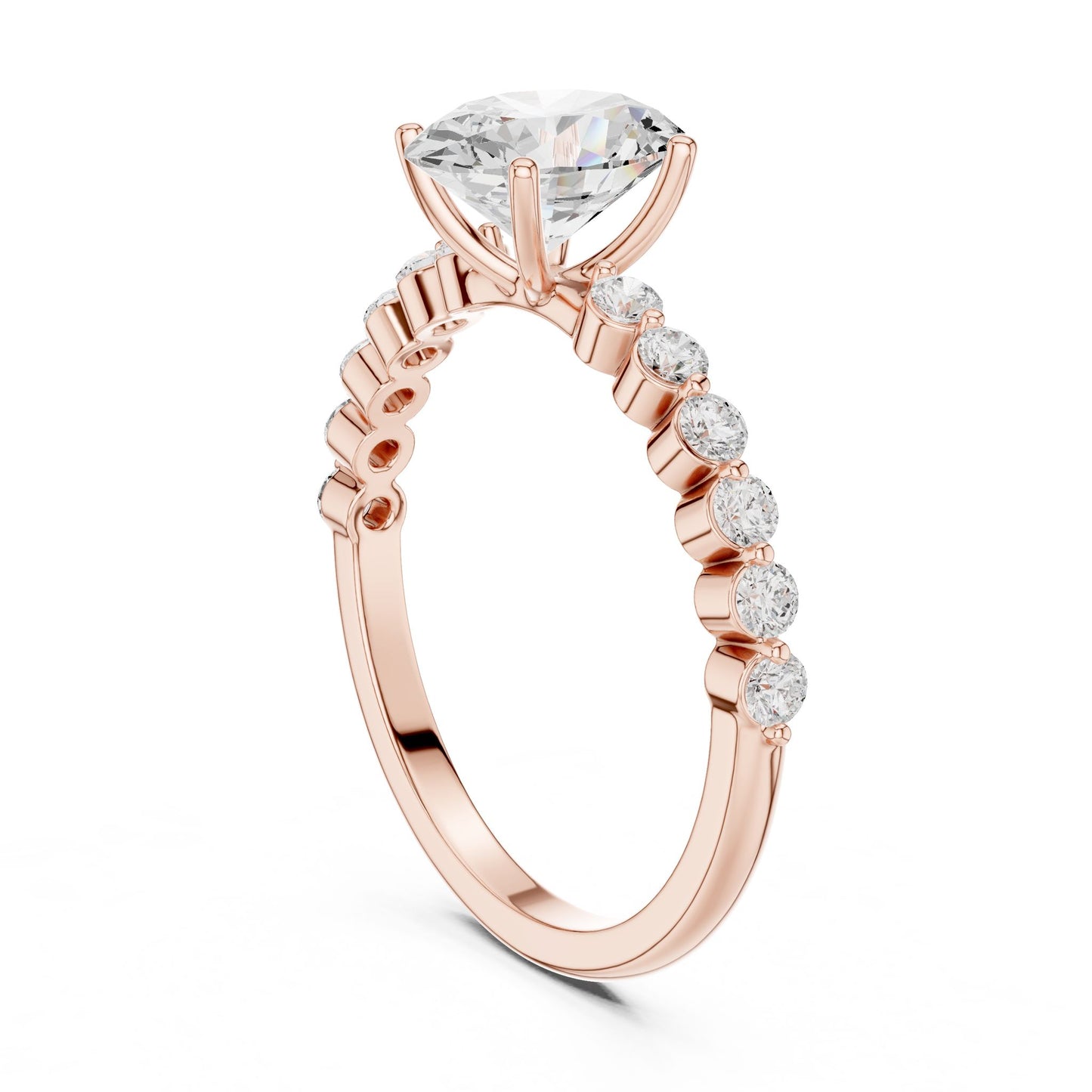 Oval Lab Grown Diamond Side-Stone Engagement Ring