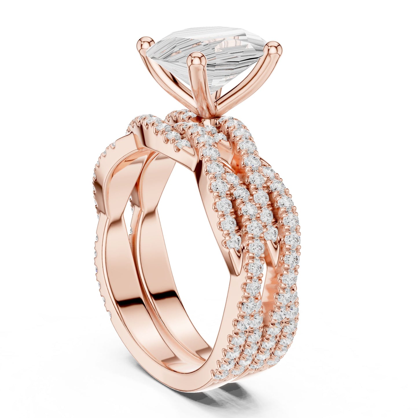 Oval Lab Grown Diamond Side-Stone Engagement Ring