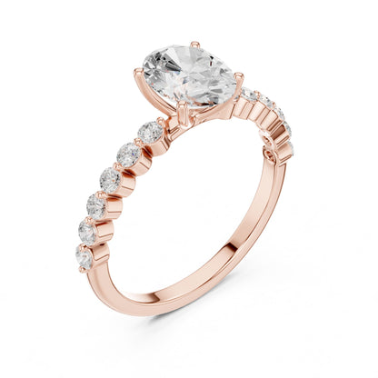 Oval Lab Grown Diamond Side-Stone Engagement Ring