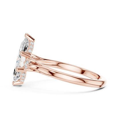 Oval Lab Grown Diamond Side-Stone Engagement Ring