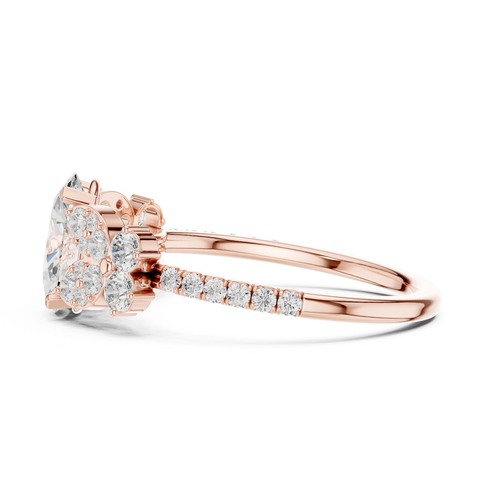 Oval Lab Grown Diamond Side-Stone Engagement Ring
