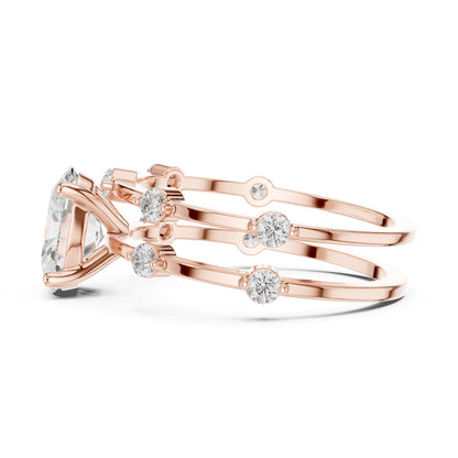 Women's Oval Lab Grown Diamond Side-Stone Ring