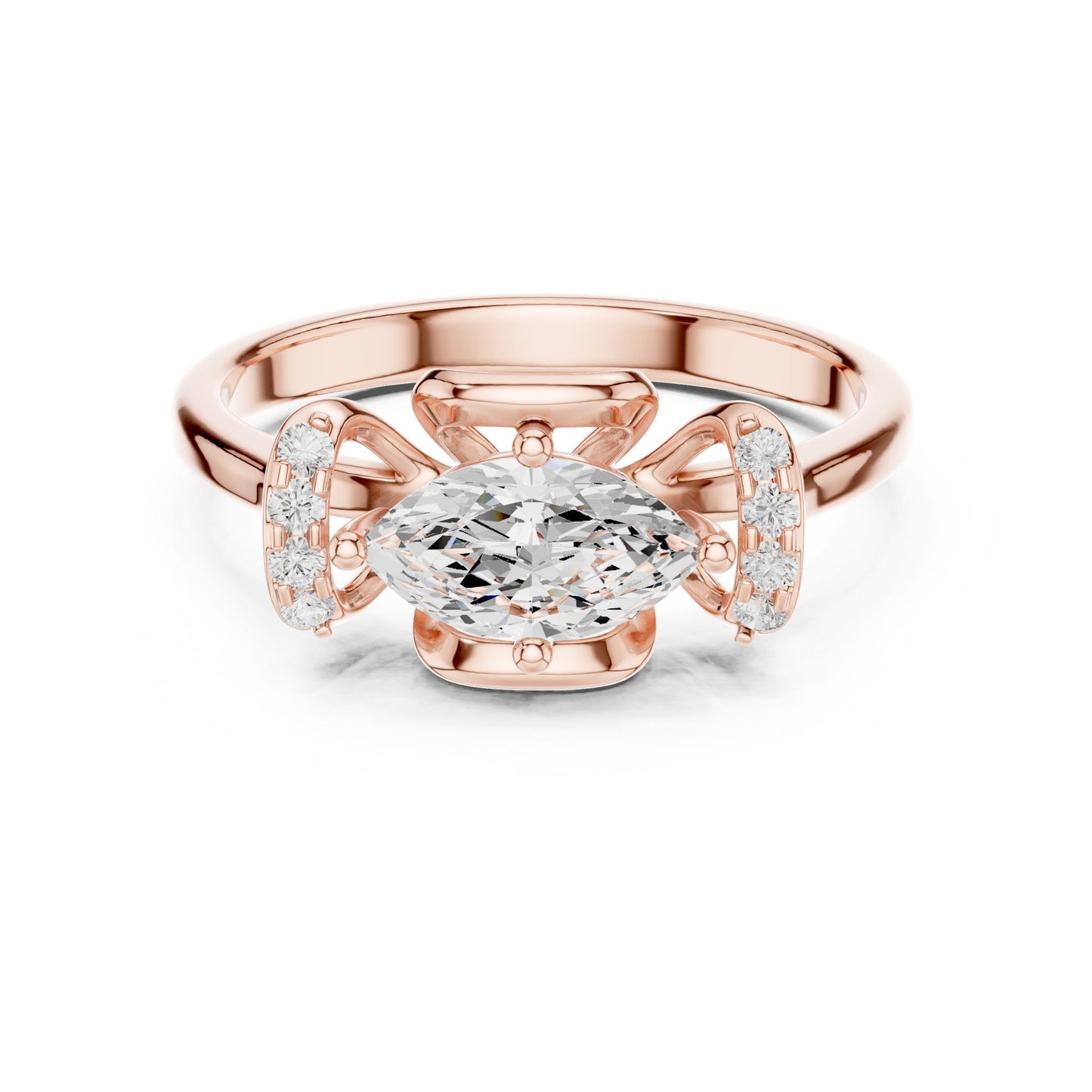Oval Lab Grown Diamond Side-Stone Engagement Ring