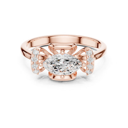 Oval Lab Grown Diamond Side-Stone Engagement Ring