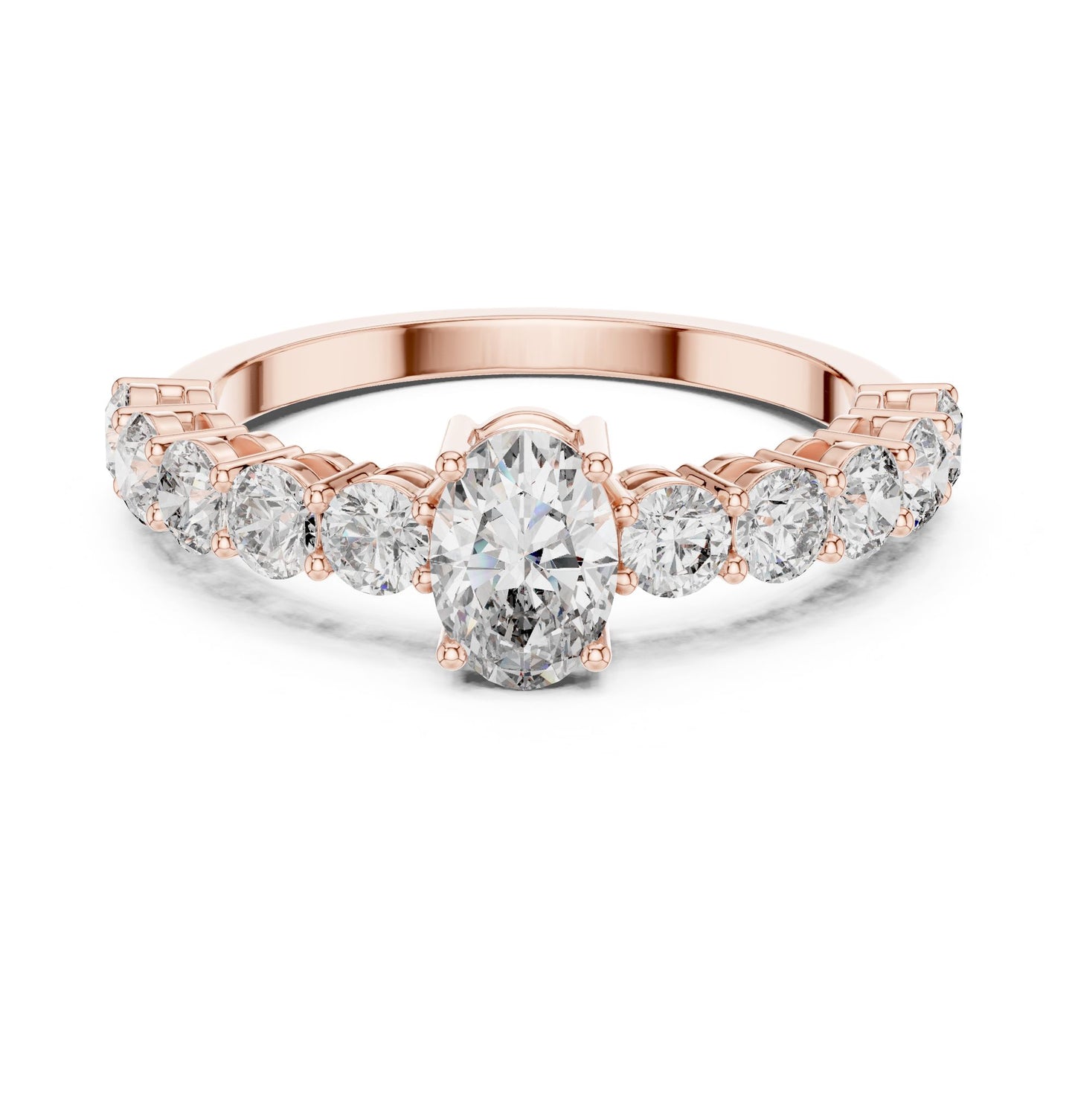 Oval Lab Grown Diamond Side-Stone Engagement Ring