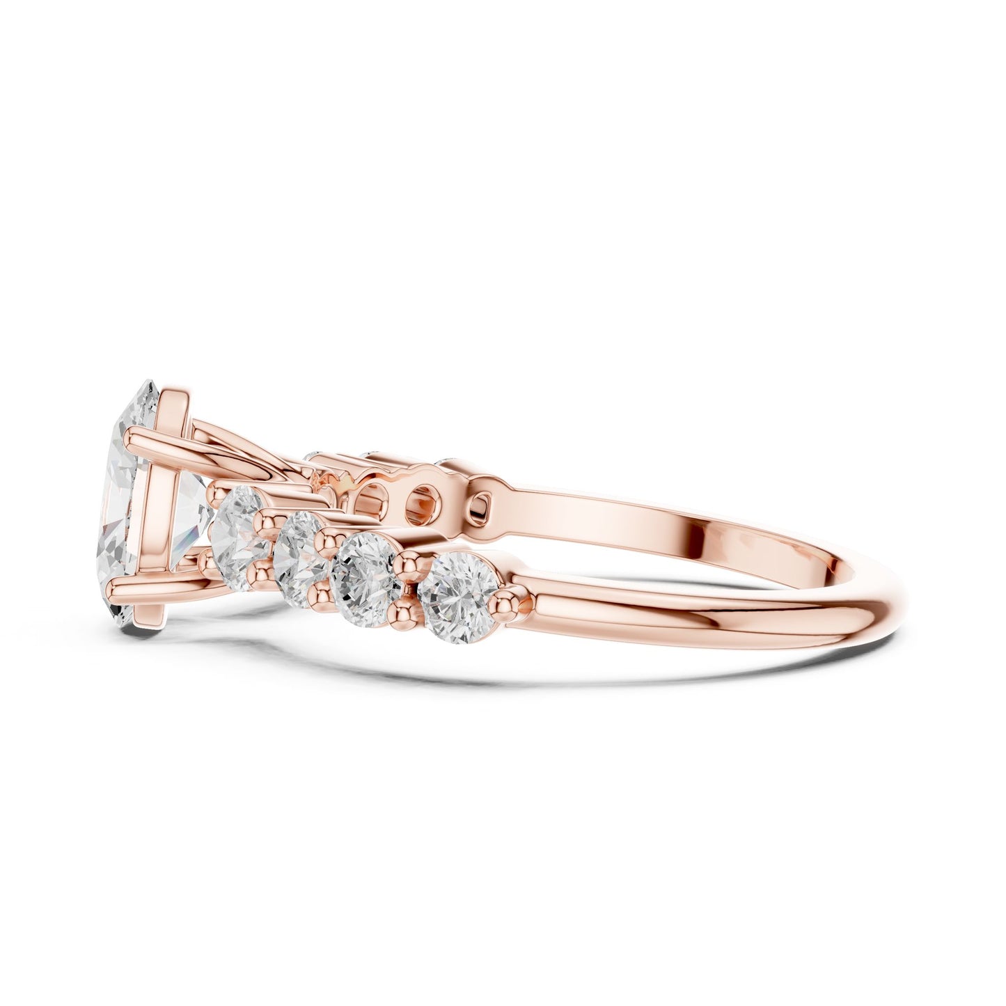 Oval Lab Grown Diamond Side-Stone Engagement Ring