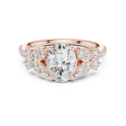 Oval Lab Grown Diamond Side-Stone Engagement Ring