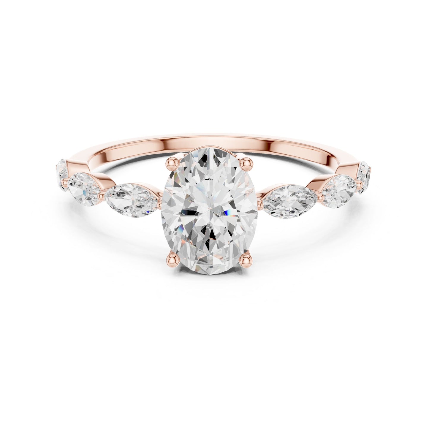 Women's Oval Lab Grown Diamond Side-Stone Ring