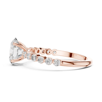 Oval Lab Grown Diamond Side-Stone Engagement Ring