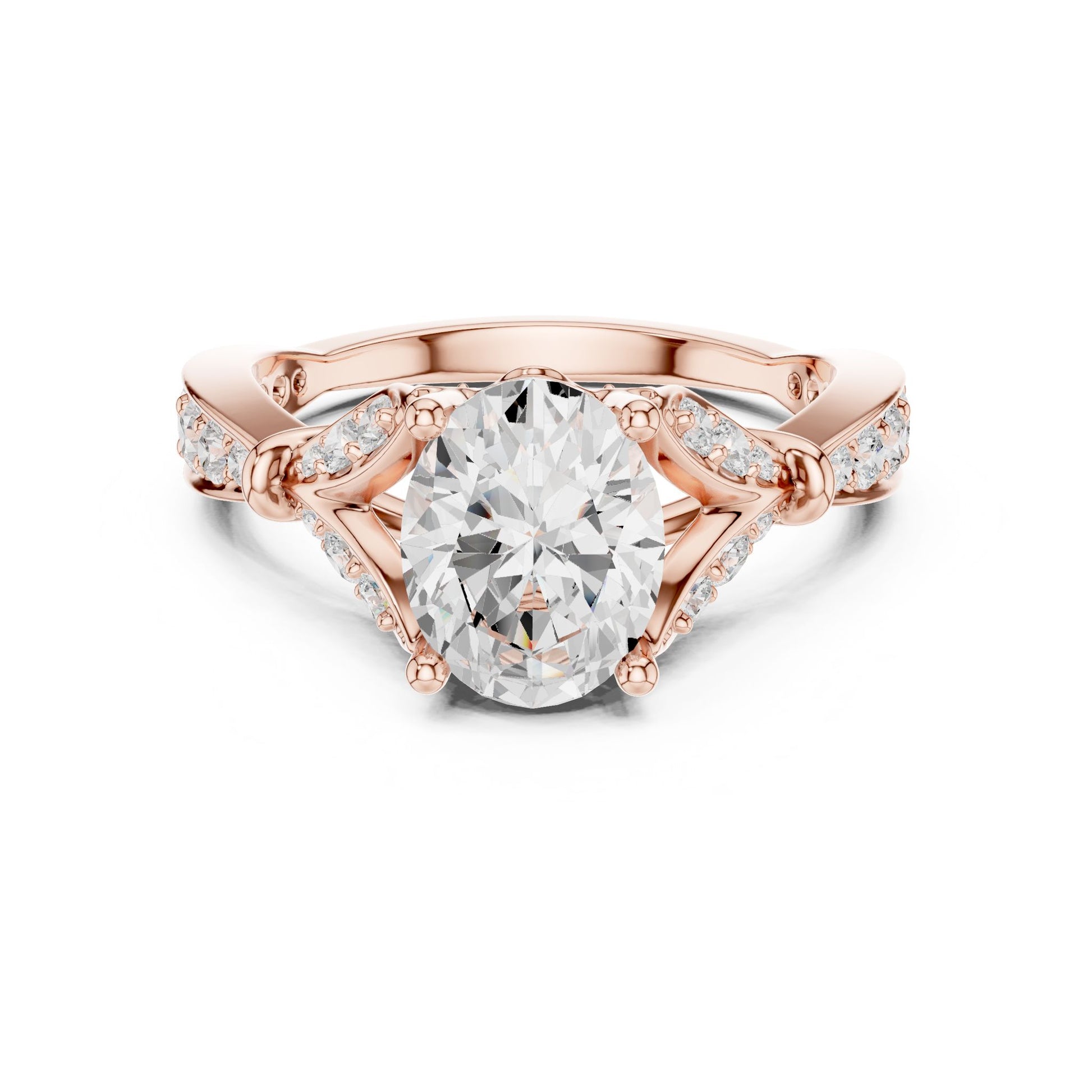 Women's Oval Lab Grown Diamond Side-Stone Ring